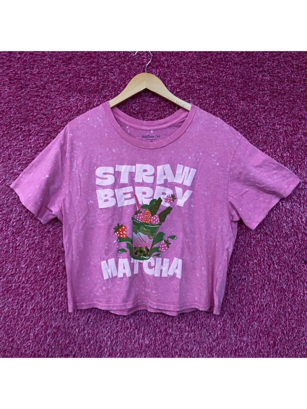 Rebellious One Strawberry Matcha Graphic Women's Crop Top XL